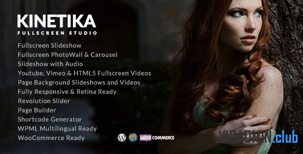 Kinetika v4.6.5 — полноэкранный фото / портфолио WordPress шаблон