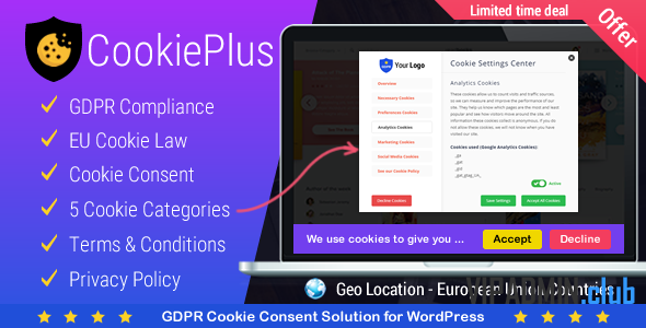 Cookie Plus v1.2.8 - согласие на использование cookie для WordPress