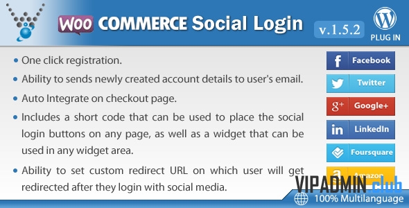 WooCommerce Social Login v1.9.4 - авторизация из социальных сетей для WooCommerce