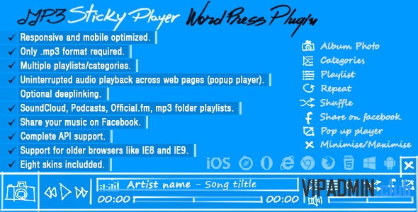MP3 Sticky Player v5.8 - Wordpress Plugin