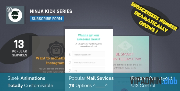 Ninja Kick: Subscription v1.5.6 — контактная форма и ваш контент
