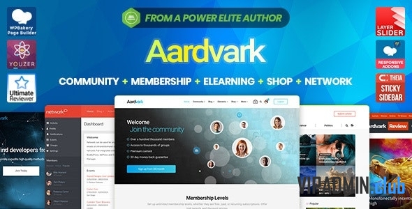 Aardvark v4.15 - шаблон для сообщества BuddyPress WordPress