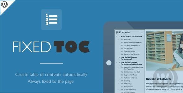 Fixed TOC плагин содержания в статьях WordPress