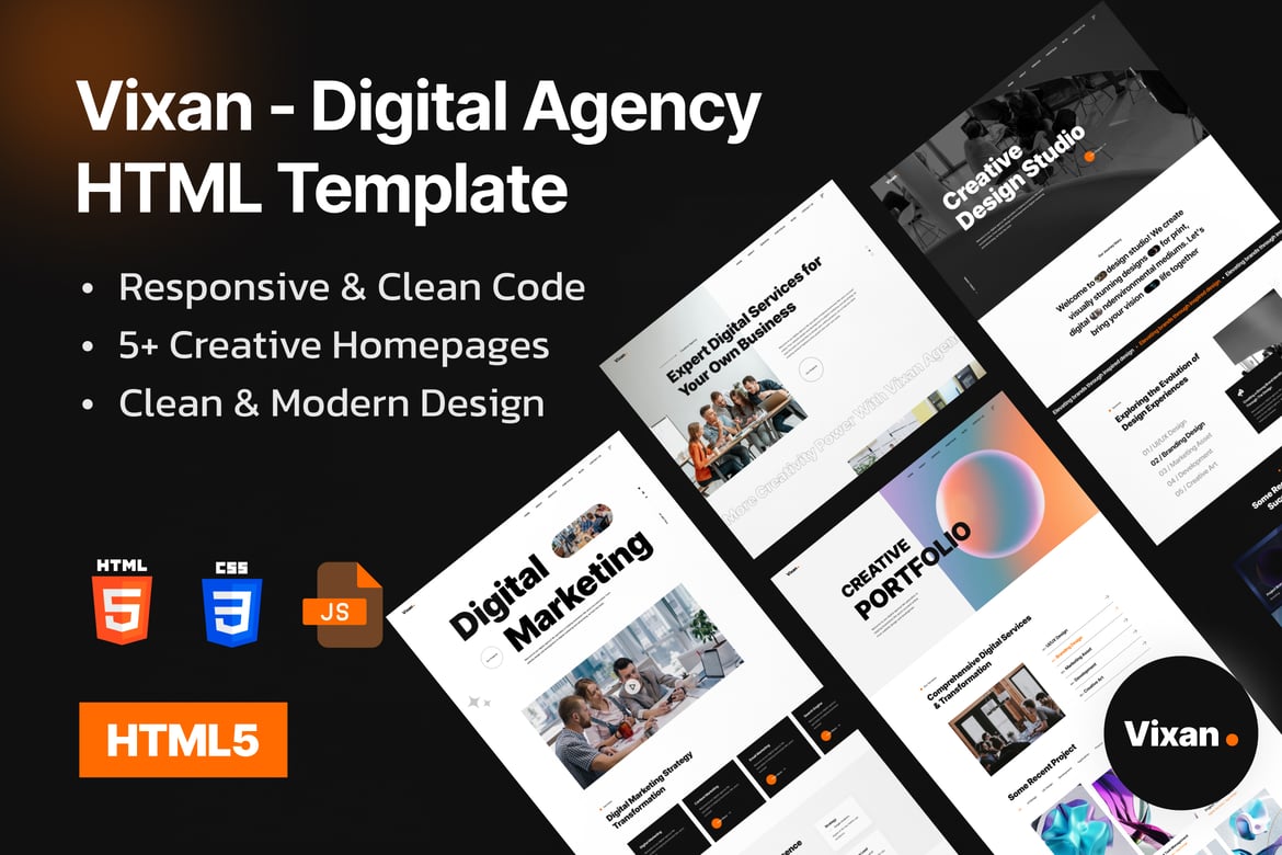 Vixan - HTML-шаблон Портфолио цифрового агентства