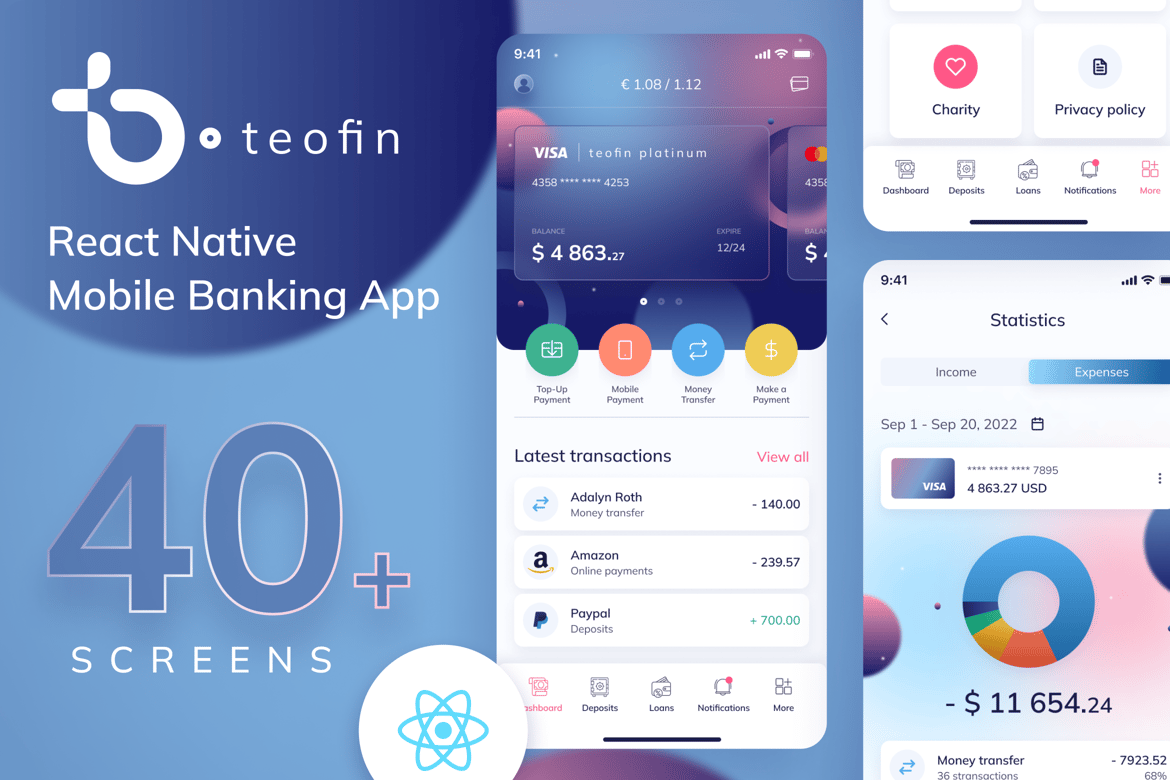 Teofin - приложение React Native для мобильного банкинга