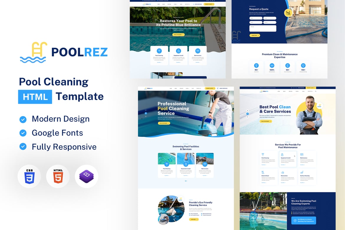 Poolrez | HTML-шаблон для очистки бассейна