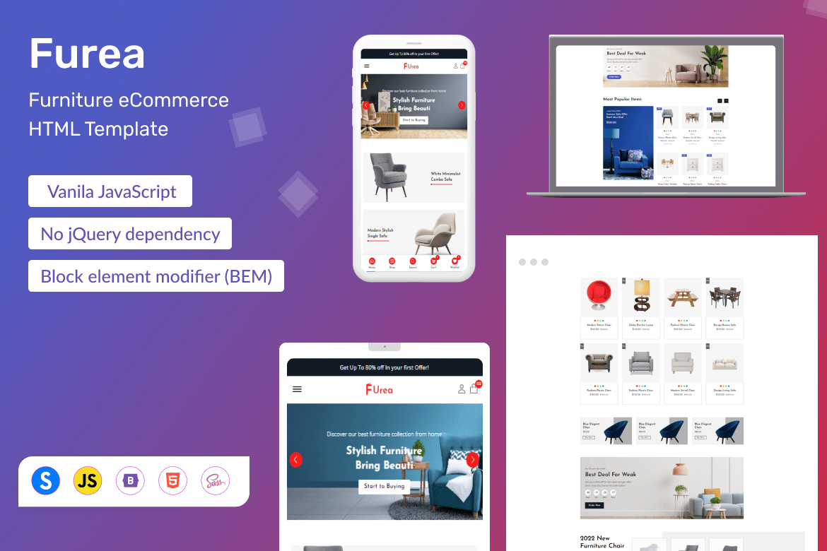 Furea - HTML-шаблон для электронной коммерции мебели