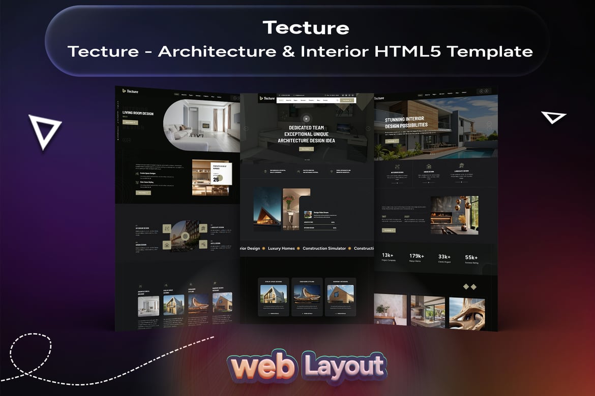 Шаблон HTML5 для архитектуры и интерьера Tecture